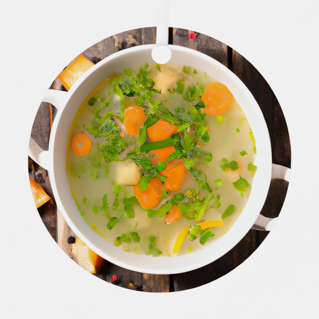 Have a Soup-erb Christmas | Funny Soup Pun Metal Tree Decoration (Front)