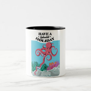 Have a Splendid Holiday Squid Two-Tone Coffee Mug