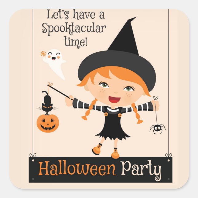 Have a Spooktacular Time Halloween Party Square Sticker (Front)