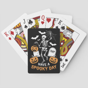 Have A Spooky Day Halloween Witch Gift Skeleton Playing Cards