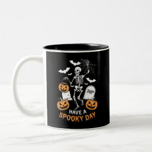 Have A Spooky Day Halloween Witch Gift Skeleton Two-Tone Coffee Mug