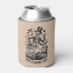 Have a spooky Day Halloween Witch Skeleton Can Cooler
