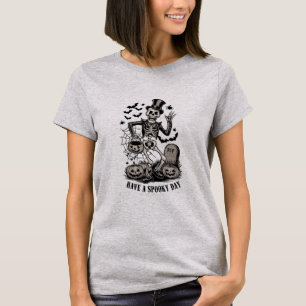 Have a spooky Day Halloween Witch Skeleton T-Shirt