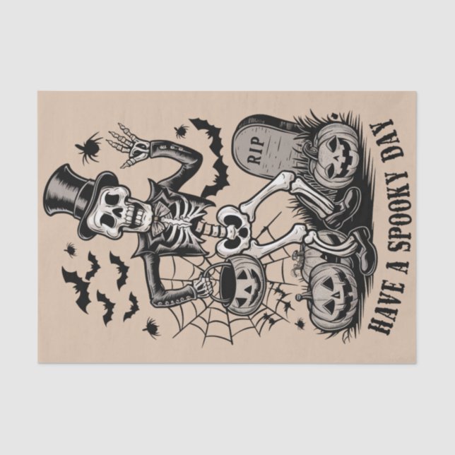 Have a spooky Day Halloween Witch Skeleton  Tissue Paper (Front)