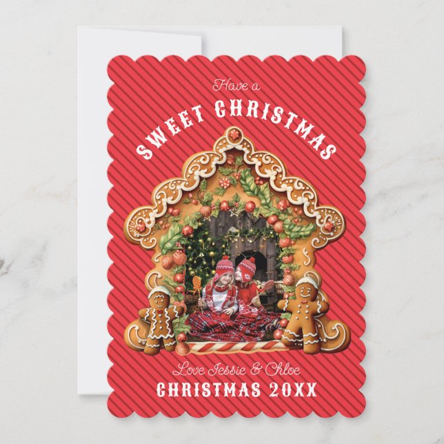 Have a Sweet Christmas | Gingerbread House Photo Holiday Card (Front)