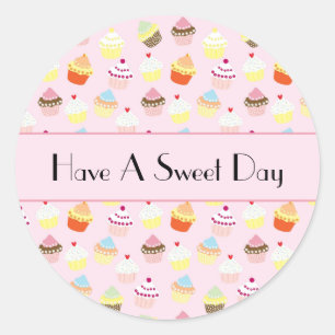Have a Sweet Day Colourful Cupcake Pattern Sticker
