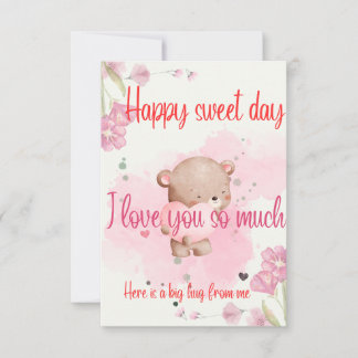 Have a Sweet Day My Love – Romantic Pink Greeting  Thank You Card