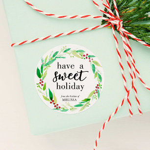 Have a Sweet Holiday Baked Goods Christmas Wreath Classic Round Sticker