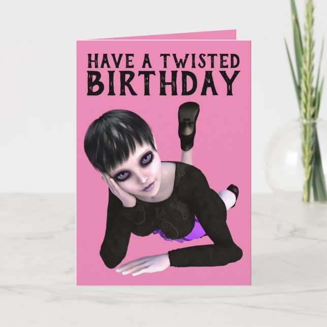 HAVE A TWISTED BIRTHDAY, EMO GIRL CARDS (Front)