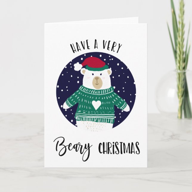 have a very beary christmas bear jumper merry card (Front)