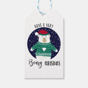have a very beary christmas bear jumper merry gift tags