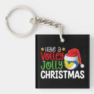 Have a Volley Jolly Christmas Volleyball Holiday Key Ring