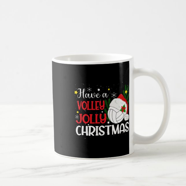 Have A Volley Jolly Christmas Volleyball Santa Hat Coffee Mug (Right)