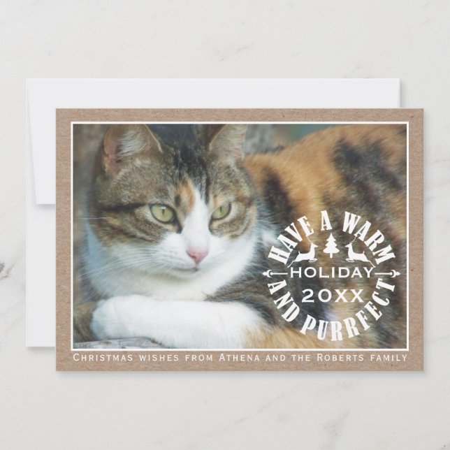 Have a warm and purrfect holiday pet Christmas (Front)
