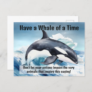 "Have a Whale of a Time" Pivotal Idiom with Orca Postcard
