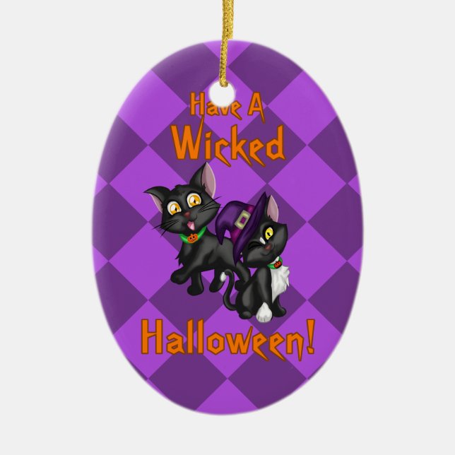 Have a Wicked Halloween! Ceramic Tree Decoration (Front)