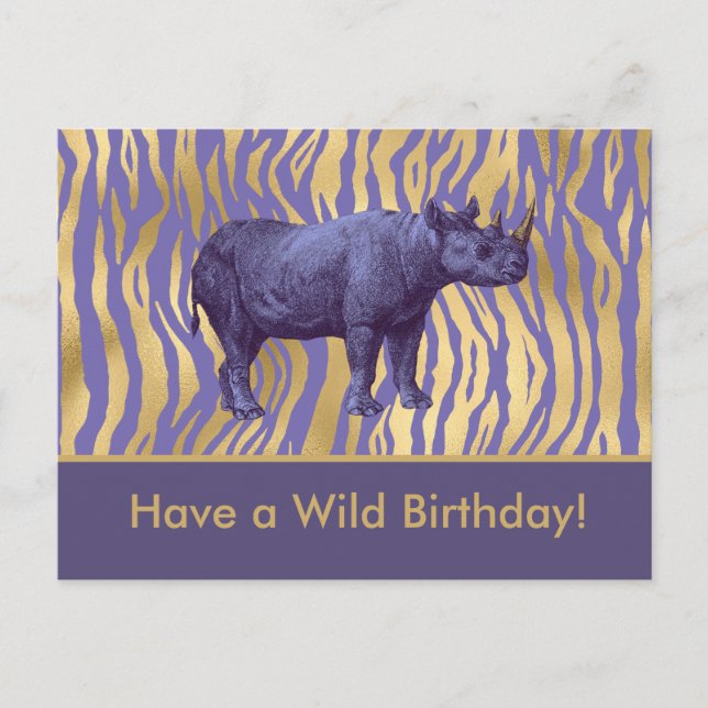Have a Wild Birthday Purple Rhinoceros Card (Front)