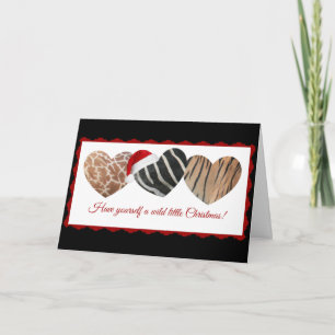 Have a wild Christmas (animal print hearts) Holiday Card