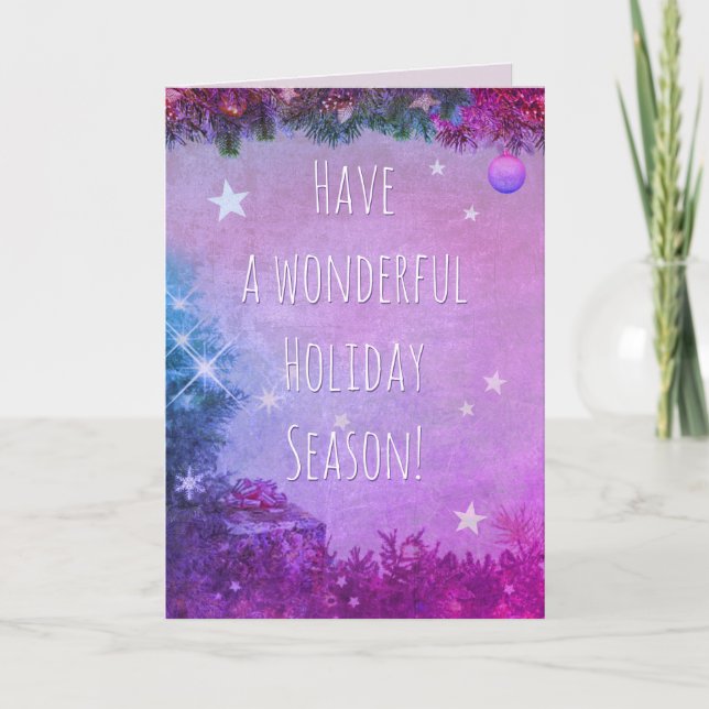 Have a Wonderful Holiday Season Modern Purple Card (Front)