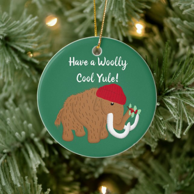 Have a Woolly Cool Yule Funny Mammoth Christmas Ceramic Tree Decoration (Tree)