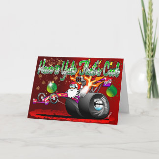 Have a Yule thats Cool - Dragster Santa Cartoon Holiday Card