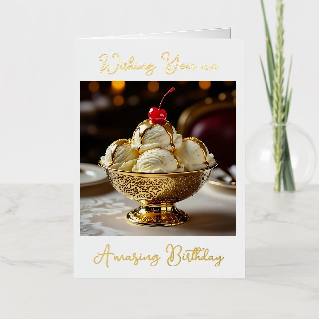 Have an Amazing Birthday | Ice Cream Sundae Foil Greeting Card (Front)