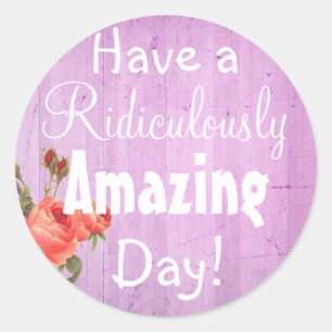 Have an Amazing  Day Rustic Floral Purple Sticker
