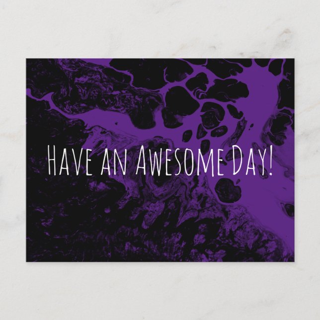 Have an Awesome Day! Black Marble on Purple Postcard (Front)