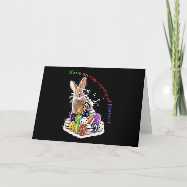 Have an egg-ceptional Easter! Easter Bunny Eggs Note Card (Front)