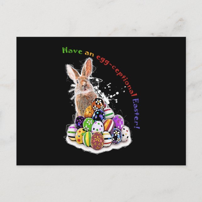 Have an egg-ceptional Easter! Easter Bunny Eggs Postcard (Front)
