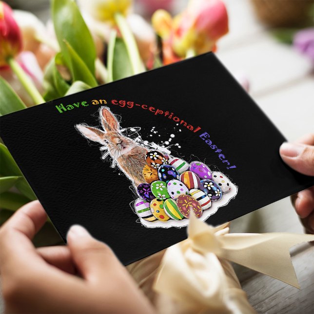 Have an egg-ceptional Easter! Easter Bunny Eggs Postcard (Have an egg-ceptional Easter! Easter Bunny Eggs. Postcard)
