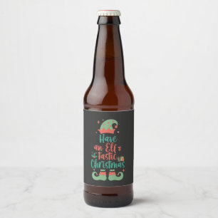 Have an Elf-tastic Christmas Funny Elf Xmas Gif Beer Bottle Label