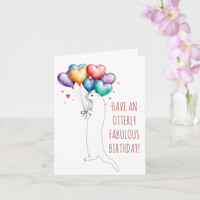 Have an Otterly Awesome Birthday Otter Card (Orchid)