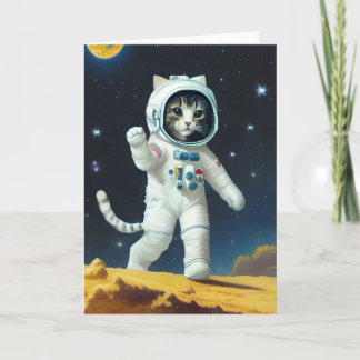 Have an out of this world birthday space cat card