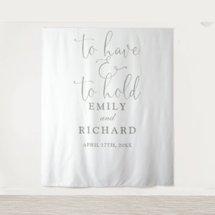 Have And To Hold Sage Green Wedding Photo Backdrop Tapestry