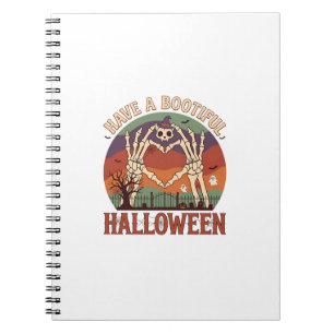 Have Bootiful Halloween Skeleton Hands Cat Skull W Notebook