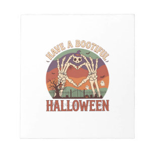 Have Bootiful Halloween Skeleton Hands Cat Skull W Notepad