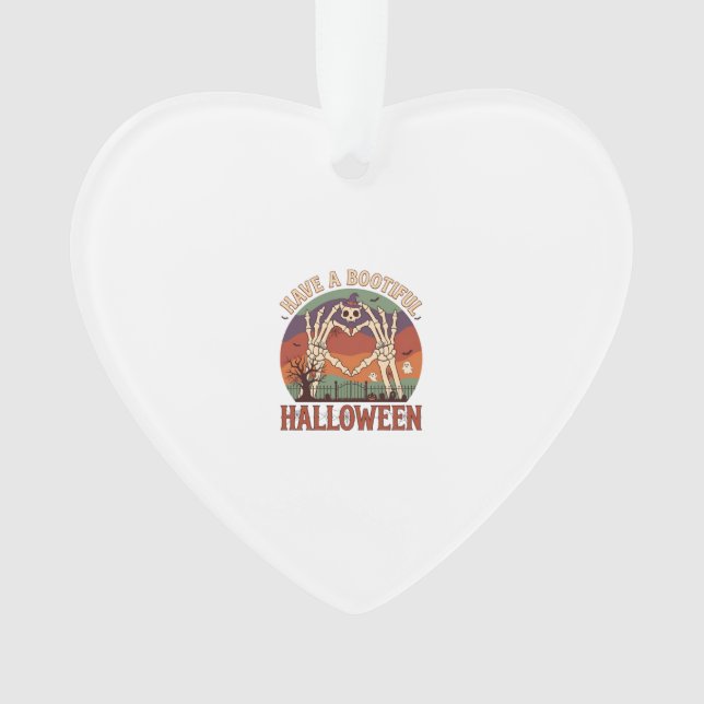 Have Bootiful Halloween Skeleton Hands Cat Skull W Ornament (Front)