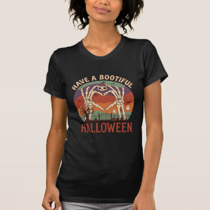 Have Bootiful Halloween Skeleton Hands Cat Skull W T-Shirt