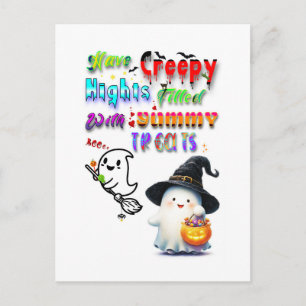 Have Creepy Nights Filled With Yummy Treats Holiday Postcard