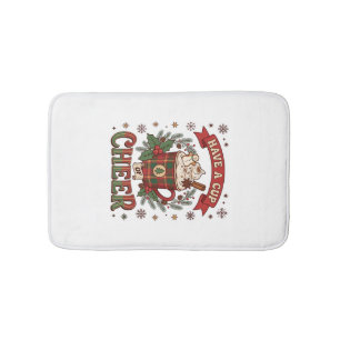 Have Cup Cheer Christmas Plaid Mug Hot Cocoa Snowm Bath Mat