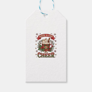 Have Cup Cheer Christmas Plaid Mug Hot Cocoa Snowm Gift Tags