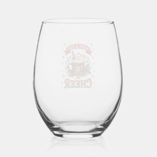 Have Cup Cheer Christmas Plaid Mug Hot Cocoa Snowm Stemless Wine Glass
