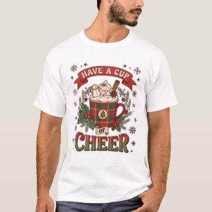 Have Cup Cheer Christmas Plaid Mug Hot Cocoa Snowm T-Shirt