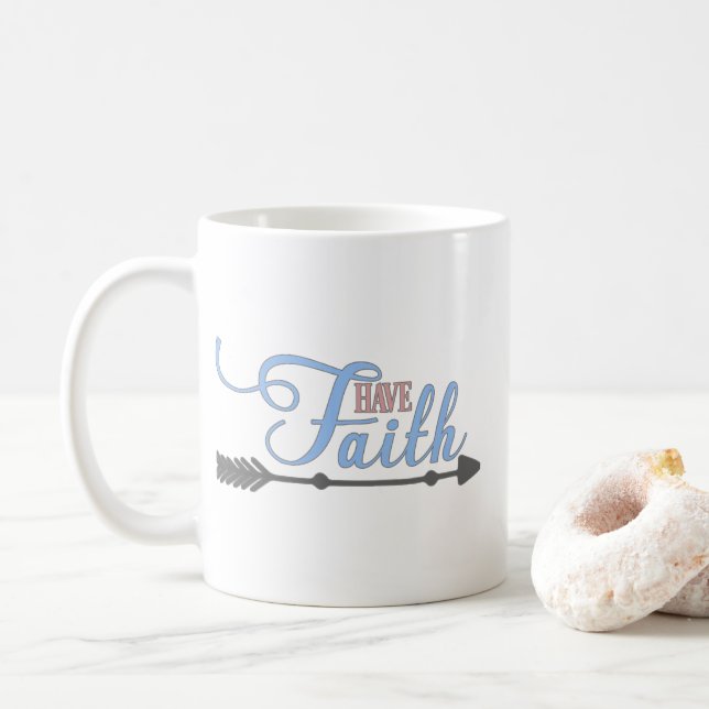 Have Faith, Bible Verse Mark 11:24 Coffee Mug (With Donut)