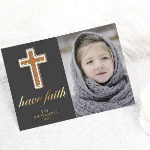 Have Faith Religious Cross Christmas Photo Holiday Card