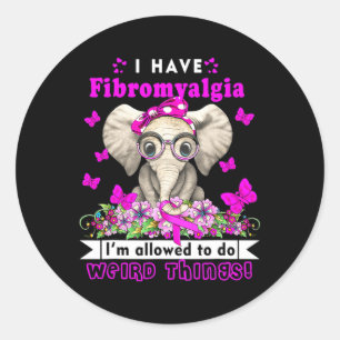 Have Fibromyalgia Awareness Month Elephant Purple Classic Round Sticker