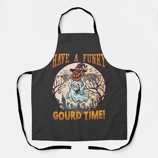 Have Funky Gourd Time Ghost Pumpkin Graveyard Apron (Front)