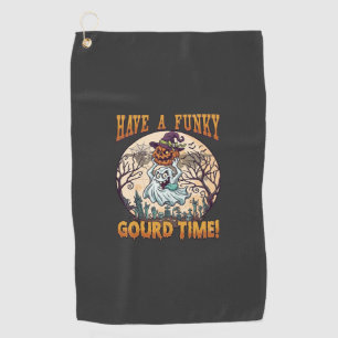 Have Funky Gourd Time Ghost Pumpkin Graveyard Golf Towel