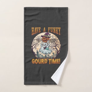 Have Funky Gourd Time Ghost Pumpkin Graveyard Hand Towel